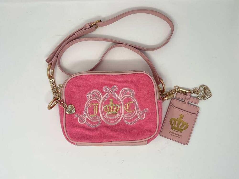 Juicy Couture Lovers Club Camera Bag Pink Lemonade Velour